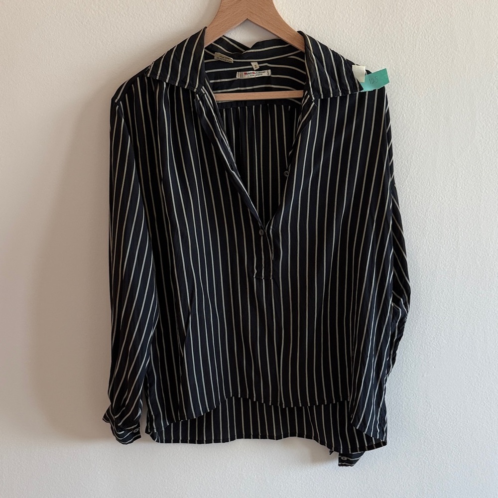Saint Laurent Black and White Striped Button Down Shirt